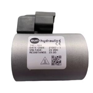 Sun Hydraulics 740 Series Solenoid Coil – 24 VDC Hydraulic Valve Coil, Deutsch DT04-2P Connector, IP69K Rated, Zinc-Nickel Plated Housing